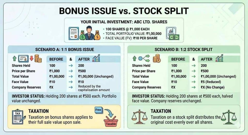 Bonus Issue vs stock split