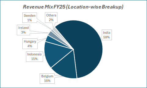 Revenue MixFY25(Location-wise Breakup of CG Power