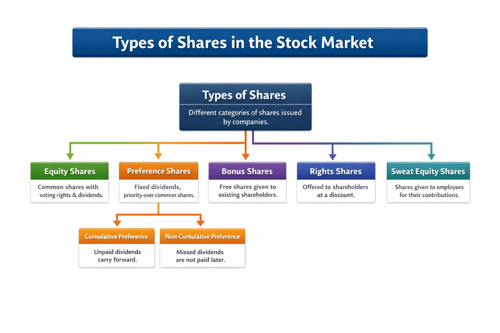 Types of shares in the stock market