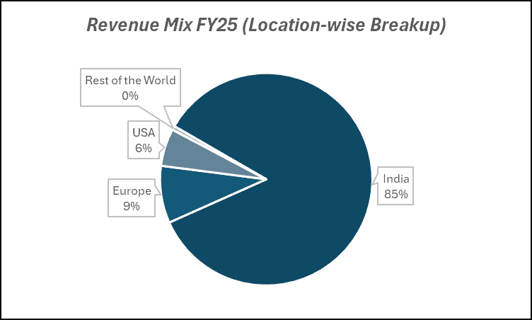 Revenue Mix FY25(location-wise Breakup) of Steel Strips Wheels Ltd.