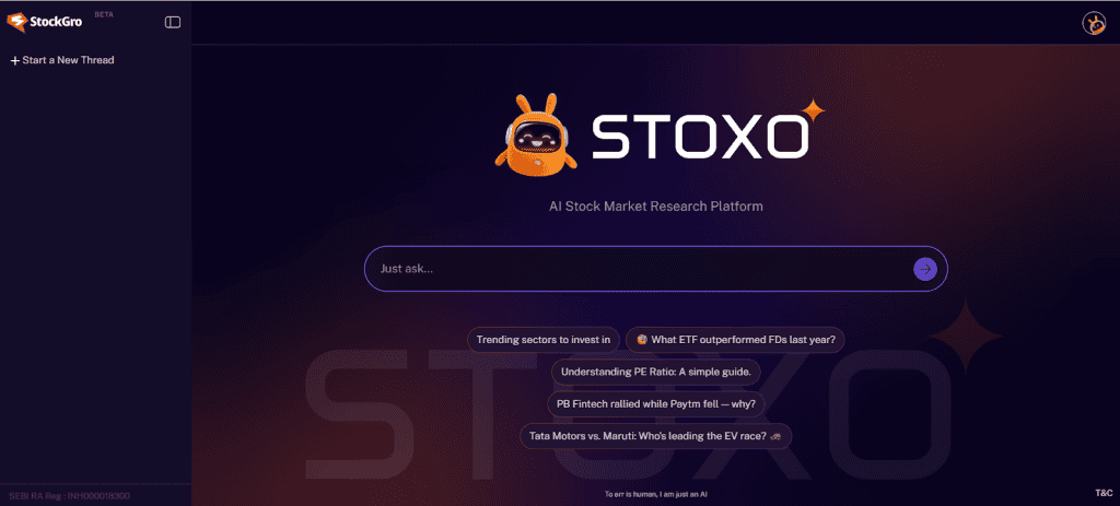 Stoxo login screen for accessing personalised investment insights