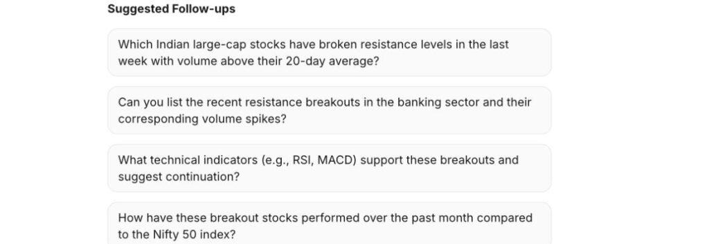 List created with thoughtful follow-up queries to refine insights.